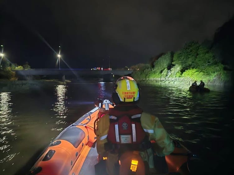 Ferryside Lifeboat launched both boats up to Carmarthen to assist with a river search