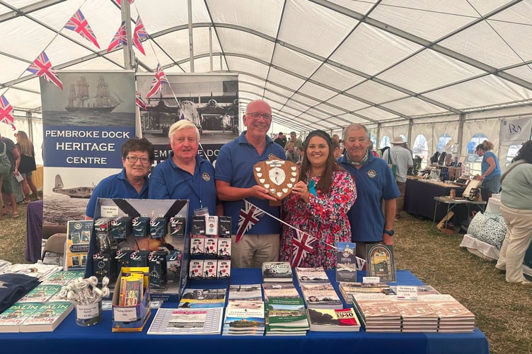 Pembroke Dock Heritage Centre was the proud winner of the Pembroke Farmers’ Club Perpetual Challenge Shield for ‘Best Trade Stand in the Marquee’