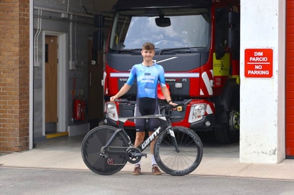Siôn Jones, a firefighter from Carmarthenshire, claims victory at the 2026 Welsh Time Trial Championship.