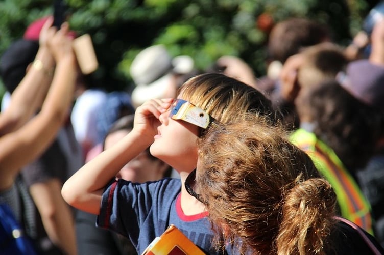 it is never safe to look directly at the Sun with the naked eye. It is recommended that you use ISO-certified eclipse glasses to ensure your safety.