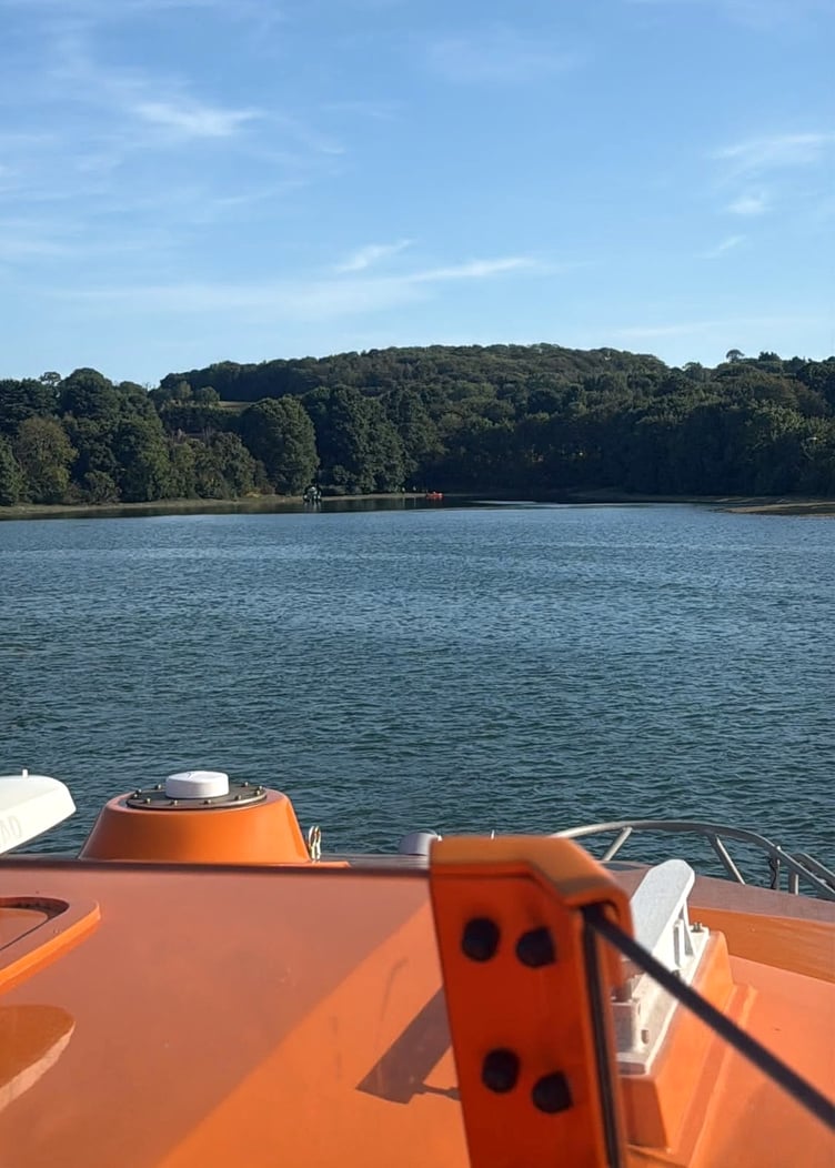 The Angle RNLI crew joined a multi-agency search after a car was found submerged at Cosheston Pill.
