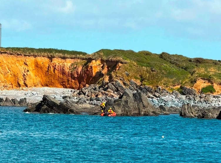 Later in the afternoon, at 3.20pm the crew were tasked to assist an adult and two children who had became cut off by the tide whilst fishing at West Angle Bay.