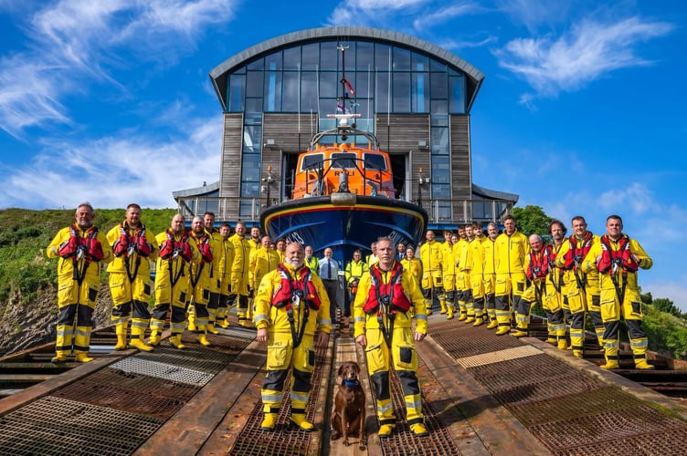 Tenby RNLI's lifeboat crew pictured at the station.
