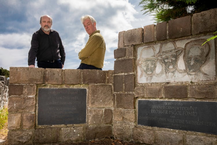 Welsh Author Arwel Vittle and Patrick Young of Opra Cymru at the memorial Penrhos