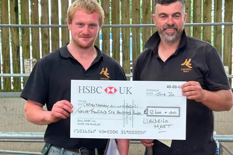 Huw Evans Auctioneers has raised £12,600 for the Chemotherapy Day Unit at Glangwili Hospital through a recent auction and raffle event.