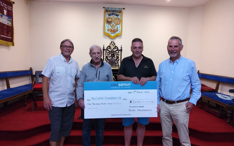Tenby Lodge donates £1,000 to Paul Sartori Foundation after successful fundraiser