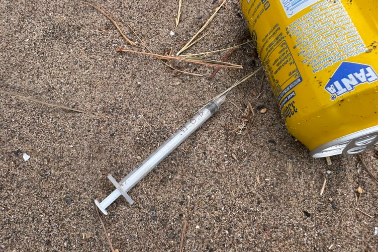 A discarded syringe in a public area at North Dock, Llanelli (pic submitted and free for use for wire partners)