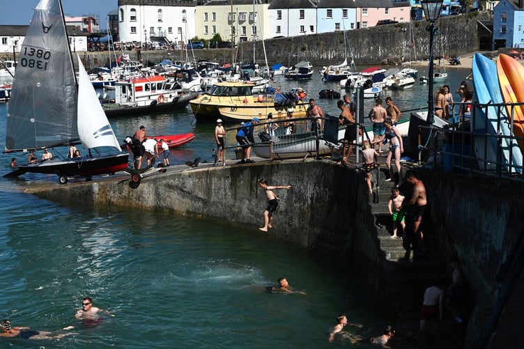 Tenby harbour jump