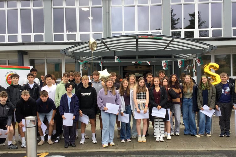 Students receiving their GCSE results at Ysgol Bro Gwaun in Fishguard