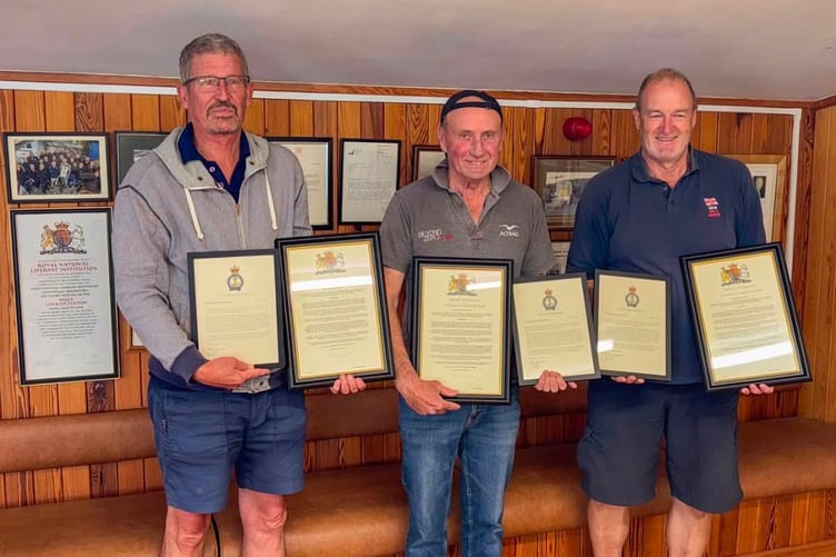 Bruce Moor, Danny Richards and Paul Cleaver receiving their Commendations and Letters of Thanks.