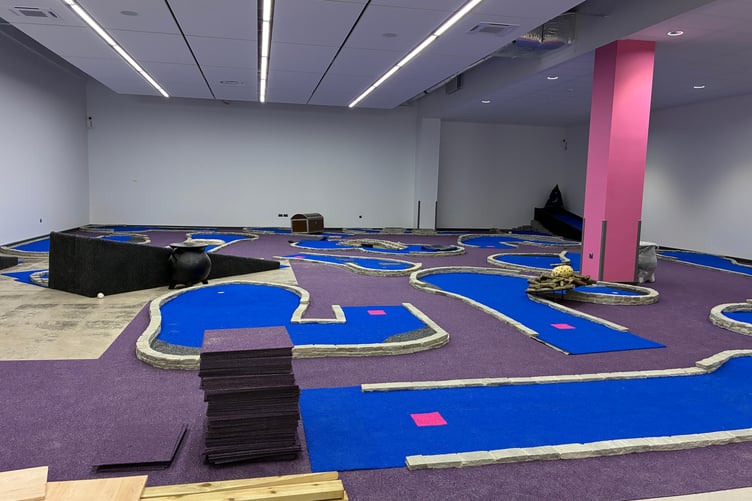 The new indoor adventure golf course being laid at Atriwm