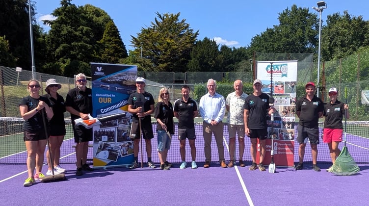 Sport Pembrokeshire's Task Force Day 2026, supported by Valero, enhances Haverfordwest Tennis Club's grounds
