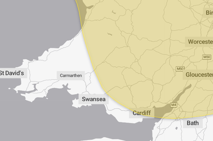 Parts of Carmarthenshire and Ceredigion are included in Thursday’s weather warning.