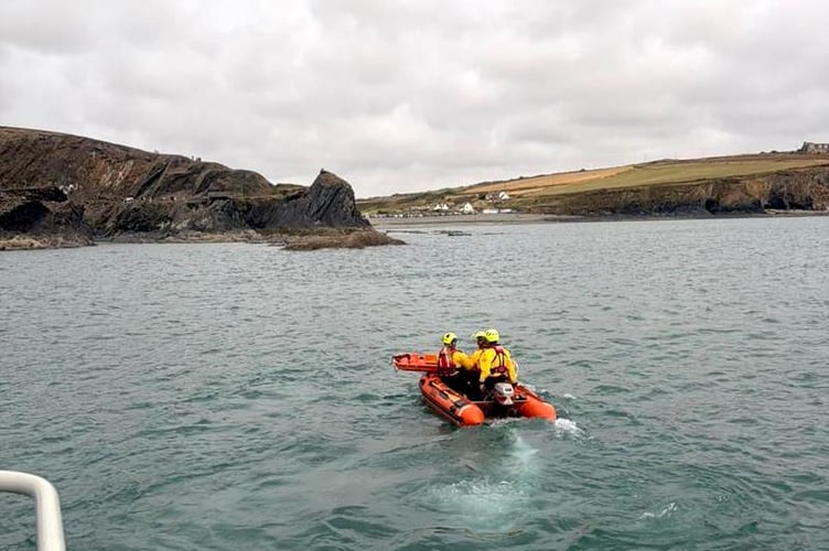St Davids RNLI lifeboat volunteers were tasked to an incident at Blue Lagoon, Abereiddy