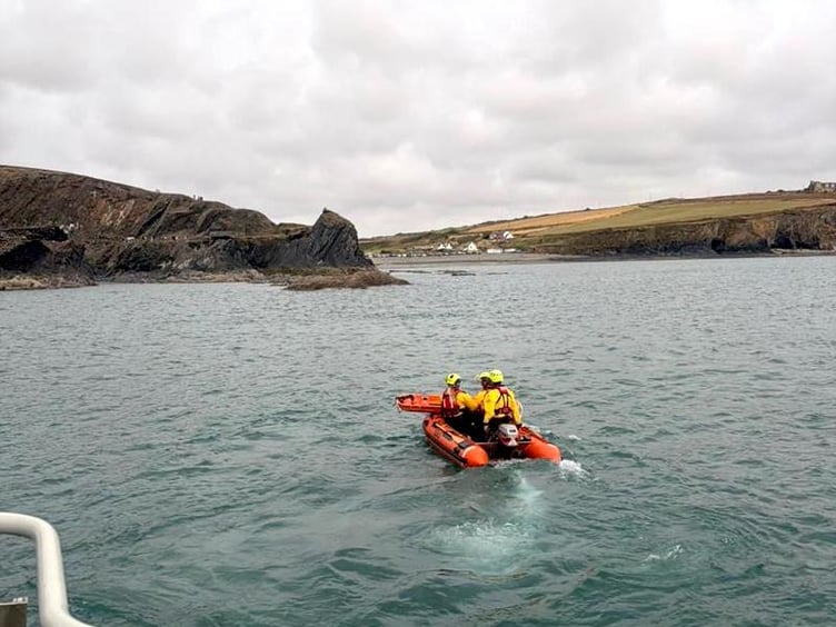 St Davids RNLI lifeboat volunteers were tasked to an incident at Blue Lagoon, Abereiddy