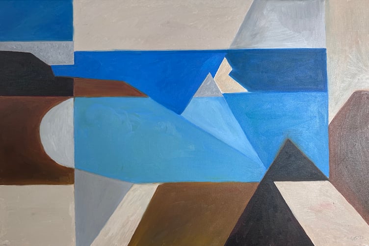 Church Rock, Broadhaven Beach - abstract oil painting