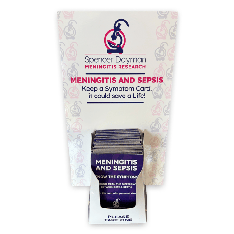 Meningitis symptom card dispenser