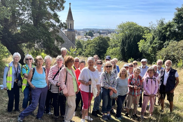 The ‘Steadies’ pictured at Tenby’s old graveyard on their first walk of August