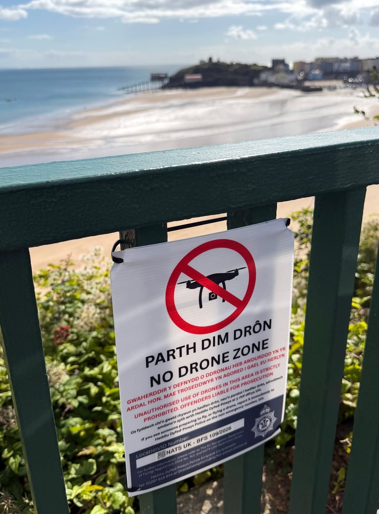 Dyfed-Powys Police restricts drones in Tenby for public safety during Ironman Wales.