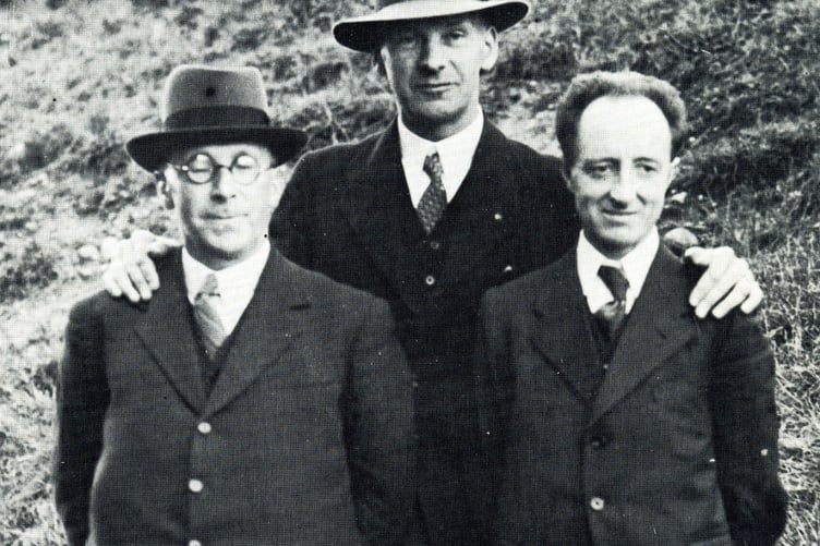 “God-fearing” protestors - Lewis Valentine flanked by DJ Williams (left) and Saunder Lewis.