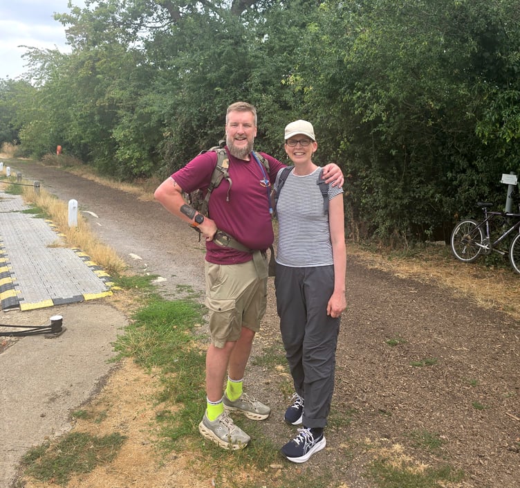 Richard and Caroline Hall raised £2,656.85 for Paul Sartori Hospice by completing a 22-mile walk in memory of their adventurous father, John Hall.