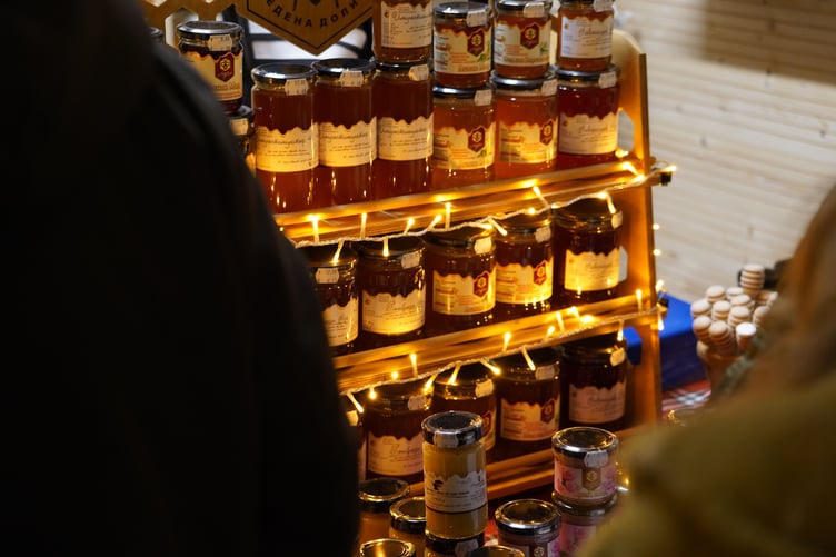 Stock image honey jars