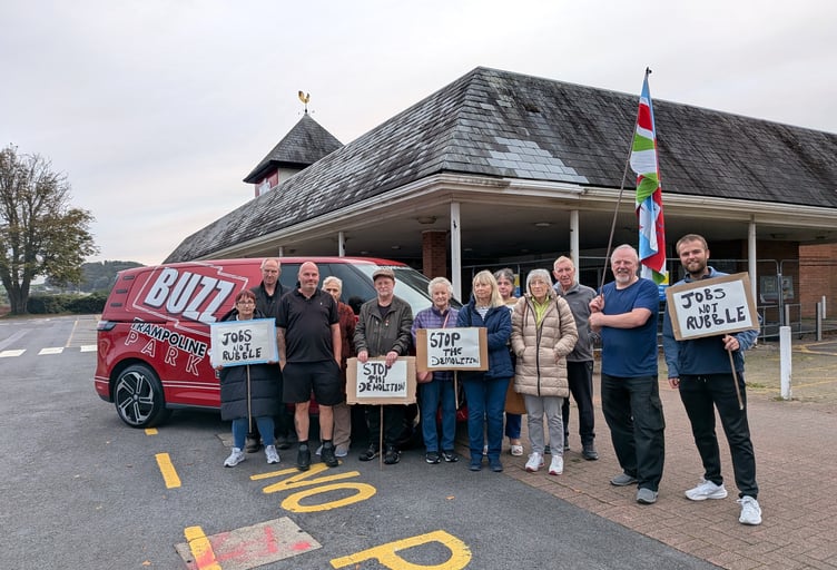 Protestors call for pause on Wilko demolition in Carmarthen