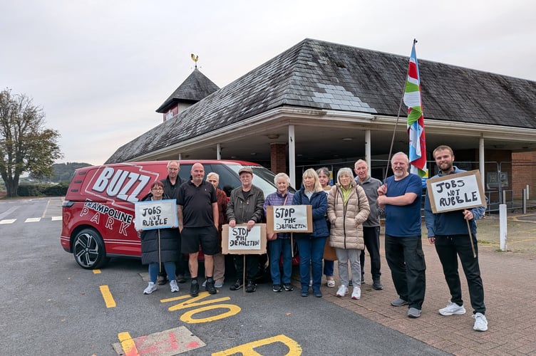 Protestors call for pause on Wilko demolition in Carmarthen