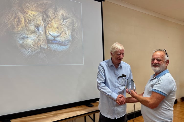 Dave Bolton receiving the Battle Trophy for Tenby and for winning Best Image of the evening