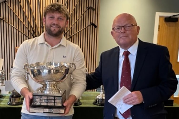 Scratch Cup winner Rhys Davies with club captain Brian Jones