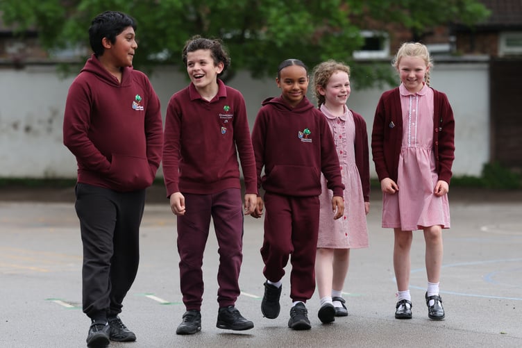 School pupils walking