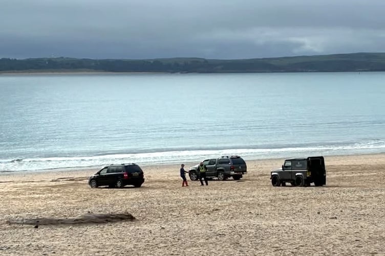 A vehicle became stuck on South Beach in Tenby on Sunday morning