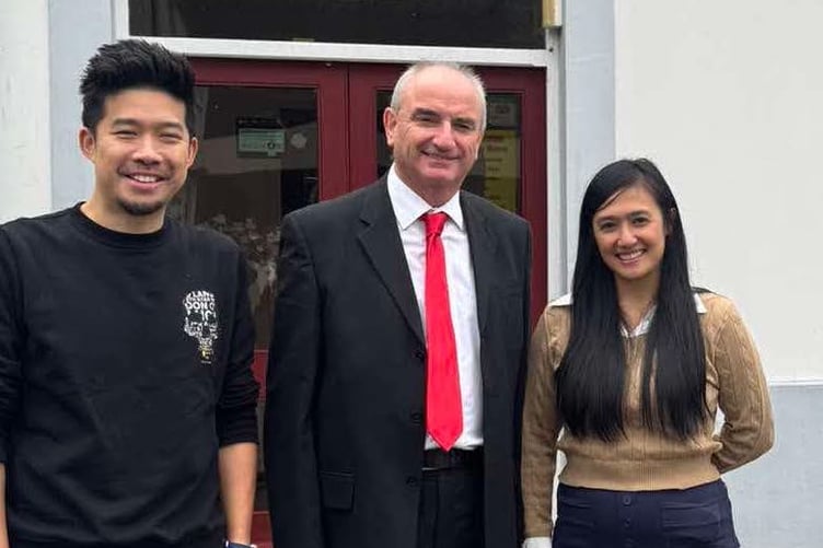 Lok and Jen with Cllr Thomas Tudor