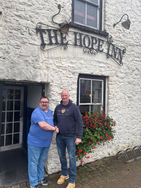 Paul Marr MS with Dai Samuel (SPRAG) at The Hope Inn, Pembroke