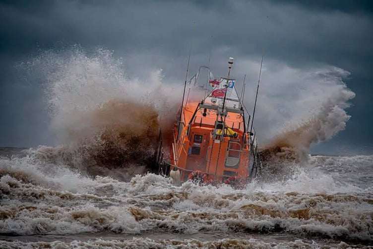 Lifeboat in stormy sea