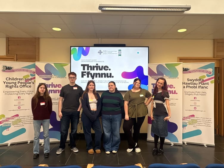 Line-up of six young people at the Thrive Youth Poverty Summit
