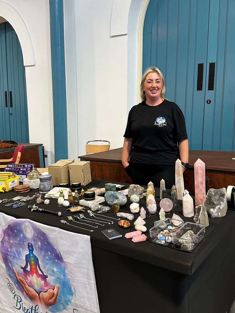 Niamh McInerney with her crystals stall at Pembroke Dock Market