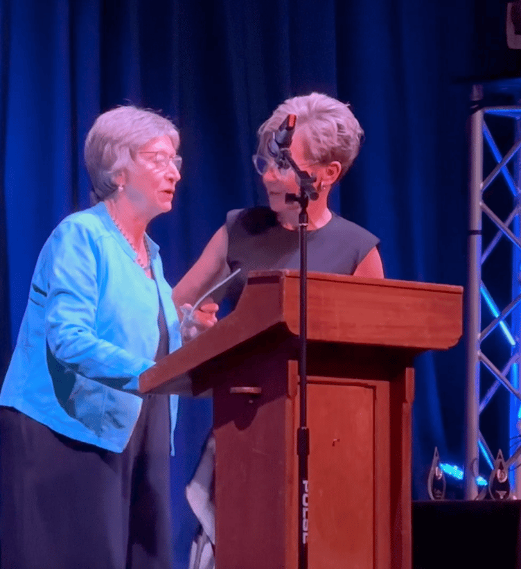 Maureen Worcester with Cllr Sam Skyrme-Blackhall at the Tenby Observer Kindness Awards