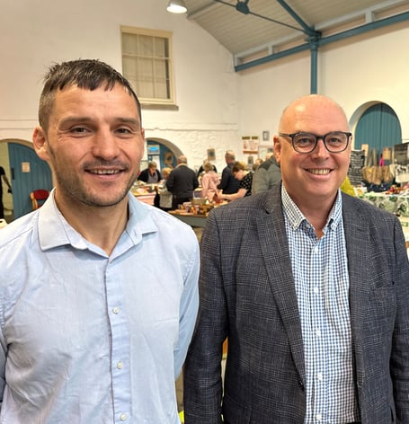 Paul Davies MS and Pembrokeshire County Councillor Jamie Street at the relaunch of the Pembroke Dock Market on Friday, October 9.