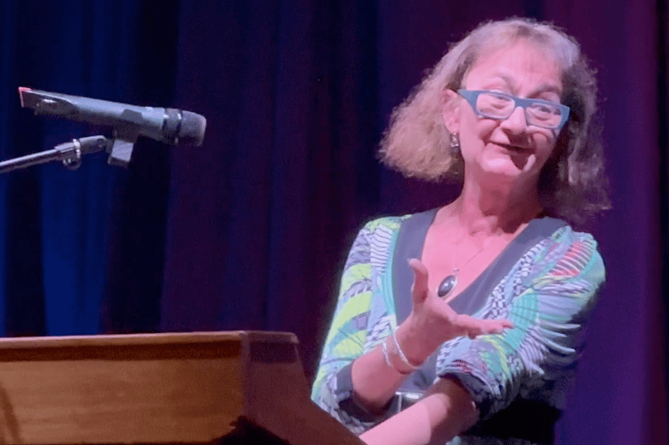 Tenby Observer’s Carolyn Cox, speaking at the Community Kindness Awards