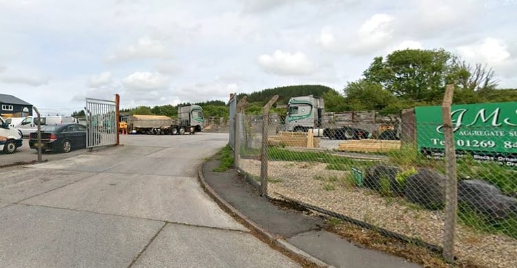 Entrance to the yard at the edge of Upper Tumble where the new concrete plant is proposed