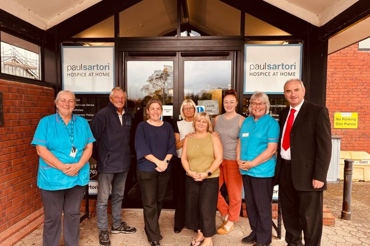 Staff and volunteers with Cllr Thomas Tudor outside the Paul Sartori Foundation HQ. Picture includes Phil Thompson MBE and Lynn Hunter, among others.