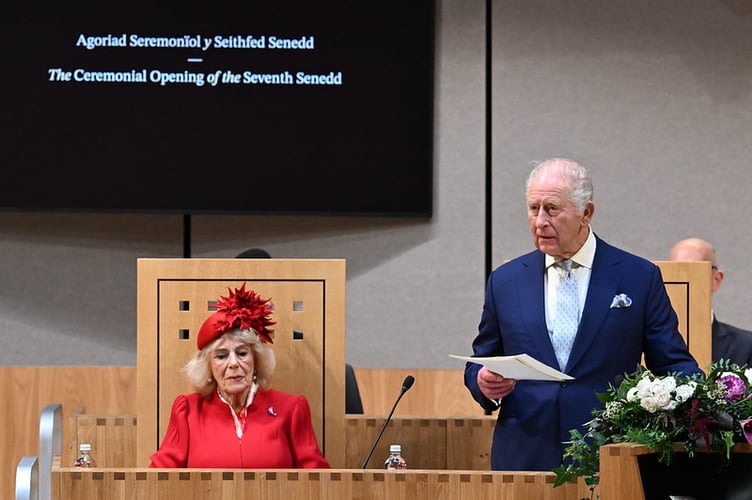 King Charles III and Queen Camilla at the opening of the Senedd’s seventh term in Cardiff Bay