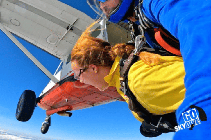 Lifeguard Ffion Mabey during her skydive