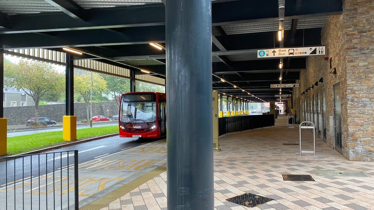 The under-cover bus station at Haverfordwest Public Transport Hub