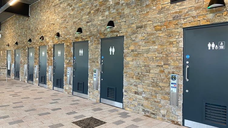 Toilet doors at the new Haverfordwest Transport Hub