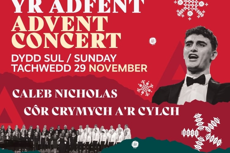 Poster for Advert Concert on November 29, with Caldeb Nicholas and Côr Crymych a’r Cylch