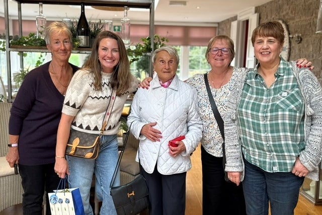 Steph Gentry (second left) with members of Guide Dogs Pembrokeshire at her leaving lunch