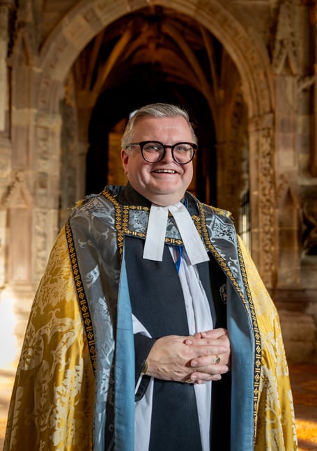 Ven. Paul Mackness, in robes, at St Davids Cathedral