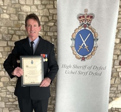 Watch Manager Jeremy Lees of Tenby Fire Station has been recognised for his ‘Outstanding Service to the Community’